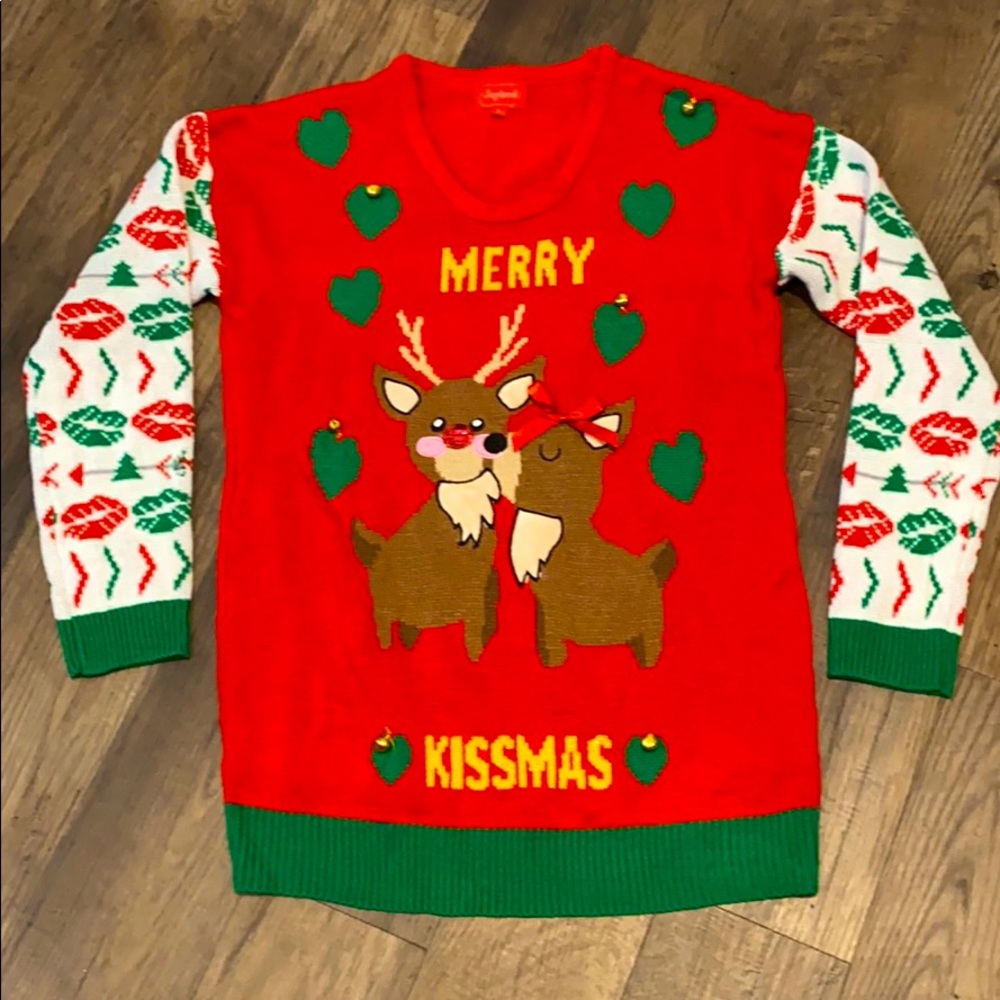 Christmas Reindeer Sweater-Merry Kissmas